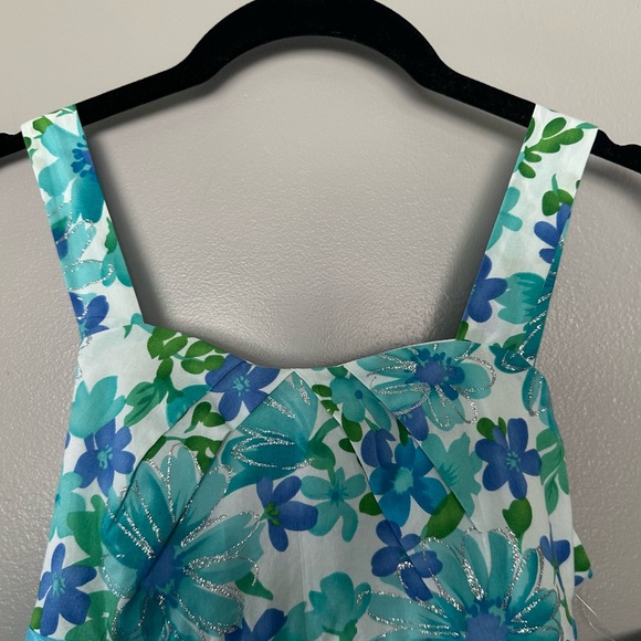 NWT Bonnie Jean Turquoise Floral Ballon Hem Dress Sz 16 - Picture 6 of 15